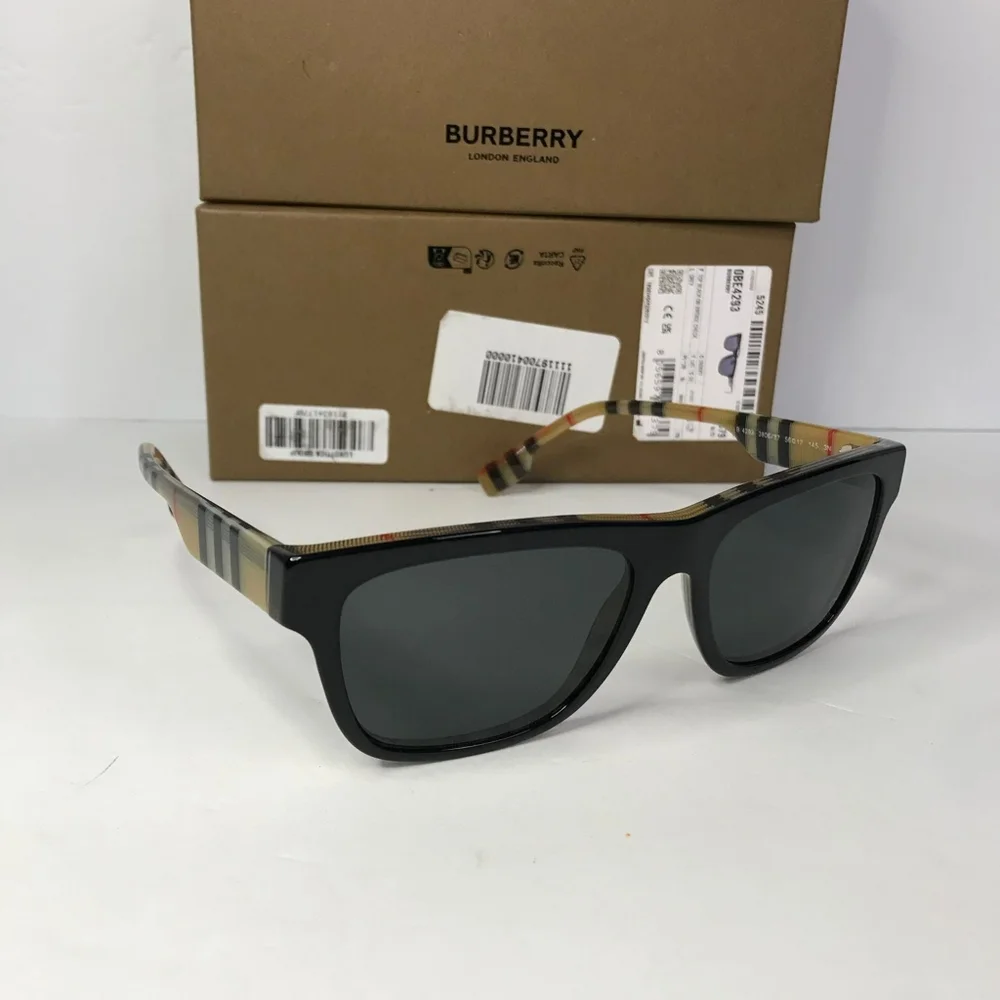 New - 💯 Original Burberry Grey Square Men's Sunglasses BE4293 380687 56.